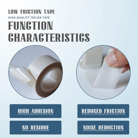 Silky Smooth Low Friction Drawer Glide Tape 1 Inch By 33 Feet Self Adhesive Cabinet Slide Protector For Furniture Wood Metal Anti Scratch White with high adhesion features.