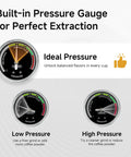 Built-in pressure gauge for the Premium 58Mm Espresso Coffee Machine Built Different With A High Octane 20 Bar Pump.