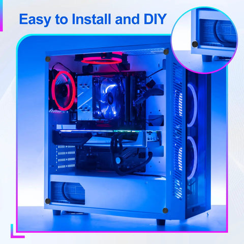 Rock Solid M4 X 6mm Threaded Knurled Thumbscrews Stainless Steel Clamp Knobs inside a gaming PC setup with glowing components.