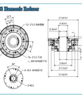 Technical drawing of Rock Solid Hollow Harmonic Drive Reducer With Strain Wave Gearing for servo motor applications.