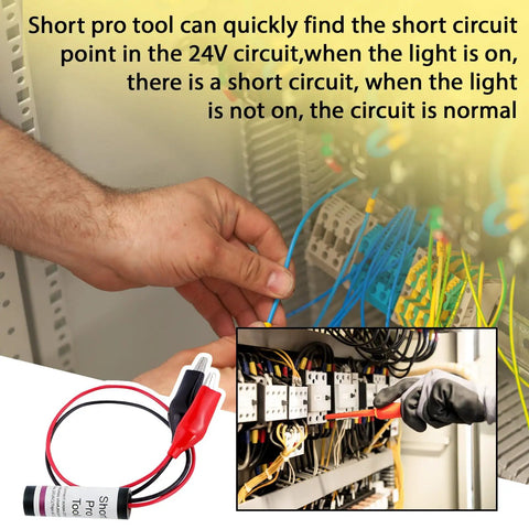 HVAC 24V Short Finder Tool With Red LED Indicator Easy Quick Pinpoint Short Circuit In 24 VAC Circuits Resettable Fuse Kit Lightweight Circuit Tester For Fast Diagnostics And Auto Reset, used in wiring panel