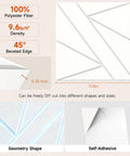 Super Easy Peel And Stick Acoustic Wall Panels High Density Polyester Fiber Sound Absorbing Tiles 12 Pack Snow White close-up showing 11.8 inch size and beveled edge.