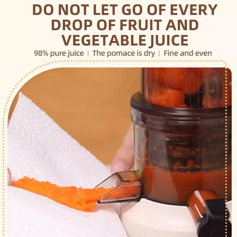 Aynefy 200W Cold Press Juicer With Wide Feed Chute For Whole Fruits extracting fine vegetable juice with minimal pulp.
