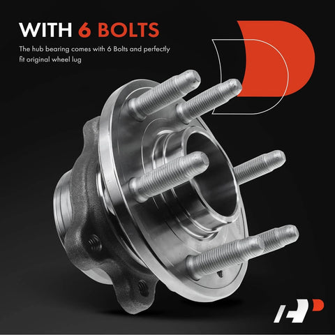 Image of a front wheel bearing and hub assembly 6-lug showing bolts for 2015-2022 Chevrolet Colorado and GMC Canyon 4WD.