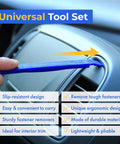 5 Piece Auto Trim Removal Tool Kit For Dash And Door Panels Non Scratch Nylon Pry Tools Clip Remover And Panel Pry Tools Included Pro Grade Interior Car Trim Set Blue, shown prying air vent