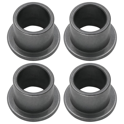 Four Pack Heavy Duty Flanged Bushing Fits Caster Yoke Steering Shaft For Scag Mag 61 72 STH 13 18 20 Sulky Tri Wheel Mower Rig No Sweat Swap Ready Installation, view of bushings showing flanged structure.