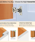 Two Pack Three Quarters Inch Overlay Cabinet Hinges With Soft Close For Kitchen Cabinets Stainless Steel Satin Nickel Finish Hidden Door Hinge Set Easy Install Includes Dowels And Mounting Screws installed on framed cabinet