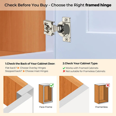 60 Pack 30 Pairs Three Quarter Inch Overlay Soft Close Cabinet Hinges Satin Nickel Stainless Steel Concealed Hidden Self Closing For Kitchen Cabinets 105 Degree Opening And Three Way Adjustable shown on a cabinet.