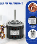 Furnace Blower Motor Heavy Duty One Third HP 115V 1075 RPM Four Speed Replacement for GE Trane American Standard