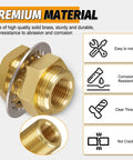 2 Pack Solid Brass Bulkhead Fittings 3/8 NPT Taper Female To 1 Inch Straight Male Connector With Metal Wave Ring, close-up image