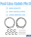 No Sweat Flexible Stainless Steel Braided Fuel Line Quick Fix Kit For Chevrolet Silverado 1500 and GMC Sierra 1500 V8 Engines 4 8 5 3 6 0 Liter Years 2004 2007 featuring braided hoses and connectors.
