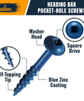 Size 8 Pocket Hole Screws 1-1/2 Inch, 400 Pack, Zinc Coated Carbon Steel, Square Drive, Easy Drive Wood Screws