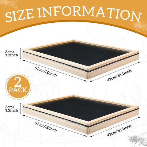 2 Pack 10 Frame Universal Solar Fume Board For Beekeeping, size shown as 51cm x 41cm x 3cm, used for bee hive solar extraction aid.