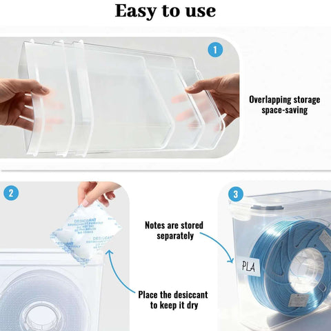 Filament Storage Box Set Of Four With Airtight Seal Keeps Your Filament Fresh For 3D Printer Spools Waterproof Dust Proof