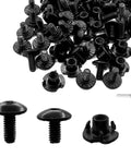 Heavy Duty Black Three Prong T Nuts And Eight Thirty Two By Five Sixteenths Screw Kit For Gun Holsters, shown with screws and mounting hardware.