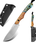 Rugged Outdoor Fixed Blade Knife With 3.3 Inch DC53 Steel Blade Built For EDC And Adventure Resin Fused Maple Handle and K Type Sheath