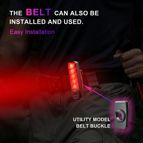 Belt installation of Retro Style 350 Lumen Bike Light Set With Front Headlight And Rear Taillight Reflective Panel For Night Ride