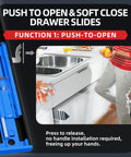 Push To Open Soft Close Drawer Slides Heavy Duty 100 Lb Load Capacity for kitchen cabinet installation demonstration