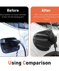 Premium Heavy Duty Magnetic EV Charger Port Cover Waterproof Outdoor Weather Shield protecting charge port against rain.