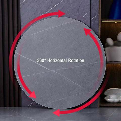 Large Lazy Susan Turntable Slate Marble Texture Rotating Tray Round Serving Tray 12mm Thick Brown 100cm 360 Degree Rotation