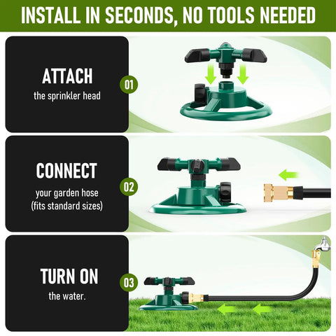 Step-by-step setup of Automatic 360 Rotating Lawn Sprinkler For Large Yard Coverage With Dual Spray Modes And Water Saving