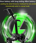 Slick Six Wheel Electric Golf Cart featuring a lithium battery, showing the durable frame and auto mode switch functionality.