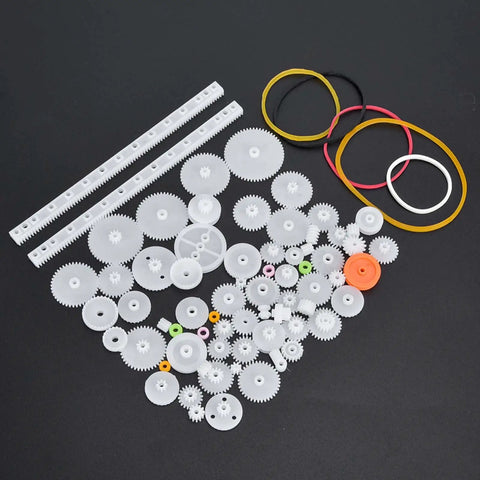 75-Piece Motor Gears Kit With Belt Pulley Shaft Sleeve And Plastic Set For DIY Robot Gearbox Projects, Easy To Install, Durable Gear Components For Hobbyists And School Robotics Enthusiasts