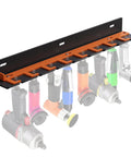 Wall Mount Pneumatic Tool Holder Eight Slot Rack For Garage Shop, Lockable Air Tool Hanger, metal construction, with tools