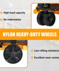 Apollolift Hydraulic Pallet Jack Truck, 5500 Lb Capacity showing nylon heavy-duty wheels with low rolling resistance and high load capacity.