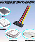 ATX 6 Pin To Dual SATA Power Adapter Cable 19.6 In Long One To Two SATA Power Splitter For HDD SSD And Optical Drive PC Build Extension Juiced Up Power Port Expansion, 19.6 in cable