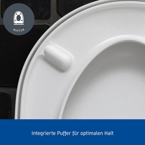 Close-up of Starck 3 Toilet Seat White High Gloss With Soft Close Lid And Stainless Steel Hinges Tool Free Removal For Quick Cleaning