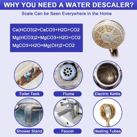 Image showing impacts of hard water on household items with Whole House Salt Free Water Softener Descaler System For Hard Water