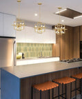 Black And Gold Dope Industrial 8 Light Geometric Pendant Chandelier For Dining Room And Kitchen Island Modern Square Hanging Light Fixture in kitchen