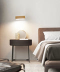 Wooden Magnetic 360 Degree Rotatable Night Light with LED Battery Operated Beech Wood Wall Sconce over bedside table
