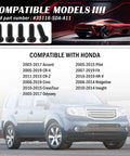 Image showing compatible models list for Stainless Steel M2 X 5 Key Fob Screws Kit 12 Pieces With Screwdriver For Honda vehicles.