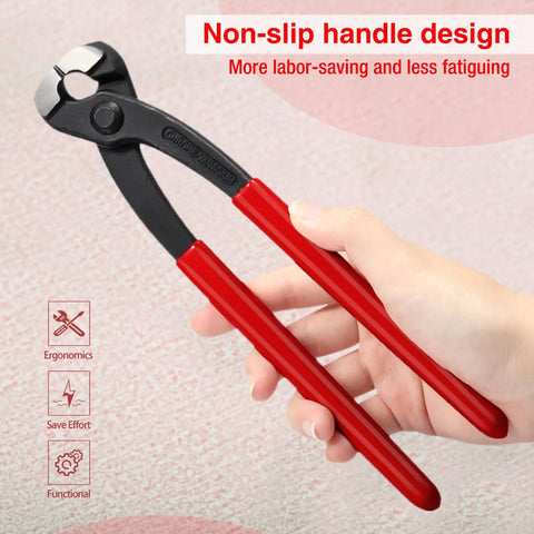9 Inch Ear Clamp Pliers With Front And Side Jaw For Pinching 1 Or 2 Ear Clamps On CV Boots Hoses Fuel And Coolant Lines In Air Systems And Compressors Drop Forged Chrome Vanadium Steel Durable Workhorse Tool, red PVC grips