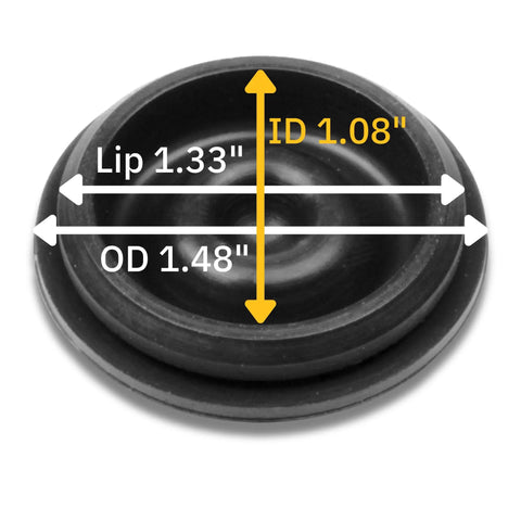 Image showing dimensions of 10 Pack Rubber Grease Plug Dust Caps For Trailer Spindles Fits Most 2000 To 3500 Pound Dexter 85 1 Axles EZ Lube Hubs Replacement Covers Heavy Duty Compatible With Tiedown Engineering And ALKO.