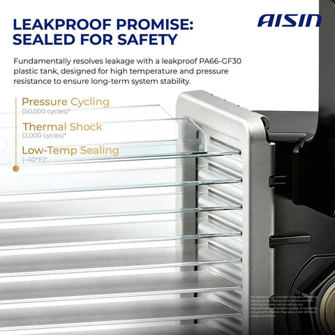 Premium Aftermarket Radiator For Complete Engine Cooling System Heavy Duty Replacement Part Built Tough With Straight Swap Installation. Close-up of leakproof PA66-GF30 tank.