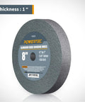 Heavy Duty 8 Inch Bench Grinder Wheels Two Pack White Aluminum Oxide 120 And 150 Grit 1 Inch Thick With 5/8 Arbor Fits Most Pedestal Machines Sweet For Sharpening Blades Chisels And Drill Bits Dead Nuts Durable 150 grit abrasive wheel on white background.
