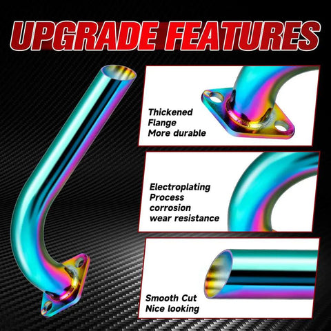 Exhaust Pipe Kit For Predator 212cc And 196cc OHV Clones, rainbow finish, features thickened flange and smooth cut design