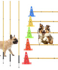 Dog Agility Hurdle And Cone Set Adjustable Obstacle Course For Backyard Training With Dogs Jumping And Weaving Through Equipment