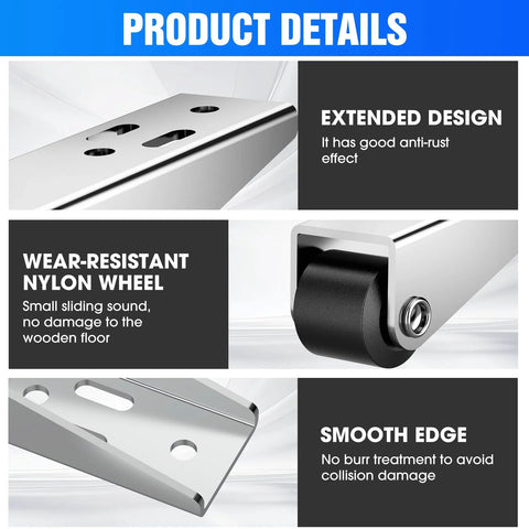 4 Pack Rubber Swivel Gate Caster Wheels Replacement Kit With Non Slip Rolling Casters details showing extended design and wear-resistant wheel