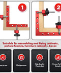 90 Degree Corner Clamp Set With Aluminum Right Angle Squares 4 Clamps And 4 Squares for framing and fixing cabinets detail