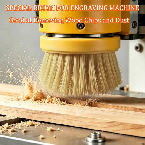 Professional Grade Yellow Nylon Strip Vacuum Brush For CNC Router And Milling Machine Solid 1M X 100Mm Dust Guard Covers Spindle Motors With No Sweat Quick Install in action removing wood chips.