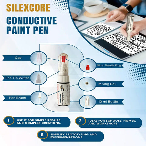 Conductive Paint Pen For Quick Circuit Repairs And EMF Shielding, Nanotech Enhanced Conductivity With Precision Fine Tip, Pack of 2 10ml