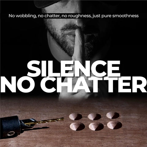 Five-piece countersink drill bit set for wood; high-speed steel bits in sizes #4–#12, shown with a drill on wood.