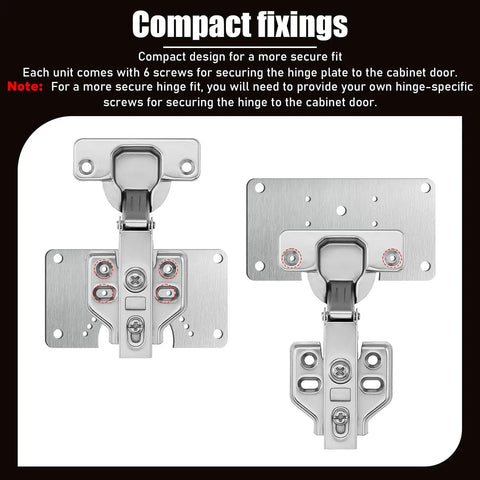 20-Piece Cabinet Hinge Repair Kit With Upgraded Half Square Plates And Screws in stainless steel with compact design