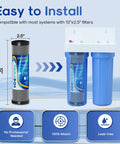 Diagram showing 1 Micron 2.5 Inch By 10 Inch Whole House CTO Carbon Sediment Filter Cartridge Pack Of Four for home water.