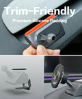 Tesla Magnetic Phone Mount For Model 3 Highland 2024 And Model Y Juniper 2025 Refresh Driver Side Corner Vent No Fuss Install Fixed Base 360 Degree Rotating Head MagSafe Ready Black showing trim-friendly silicone padding.