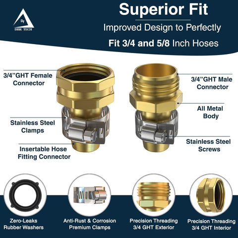 Heavy Duty Garden Hose Repair Kit For Five Eighths And Three Quarters Inch Hoses Leak Proof Metal Mender And Connector Set
